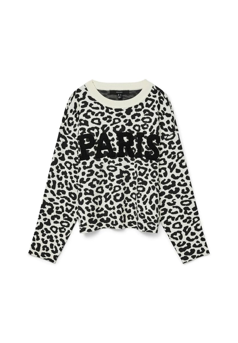 Leopard-Print Pullover mit Paris-Schriftzug