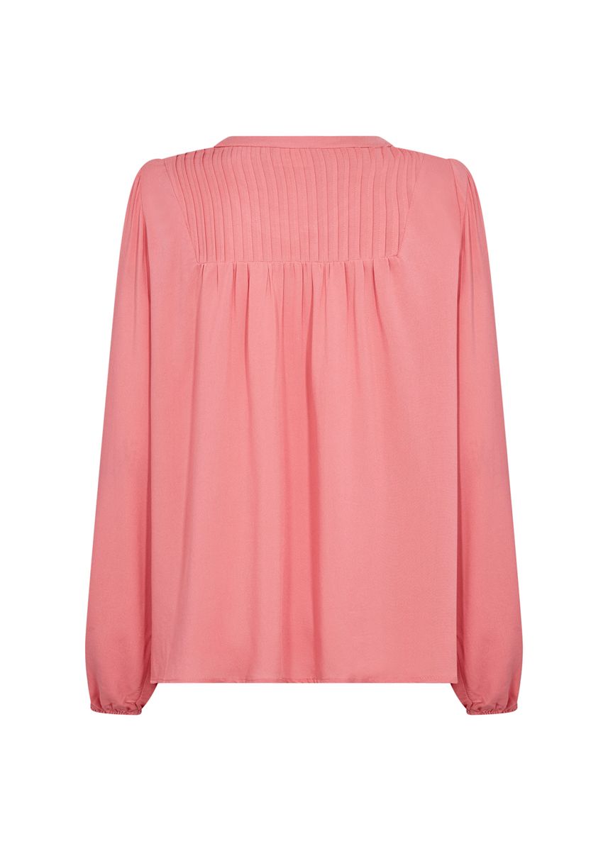Bluse mit Plissee-Passe und Rundhalsausschnitt