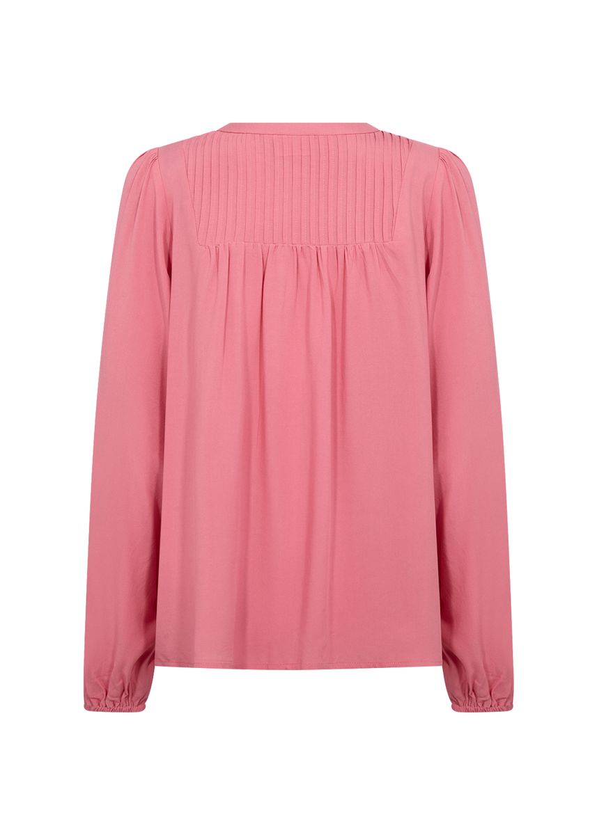 Bluse mit Plissee-Passe und Rundhalsausschnitt