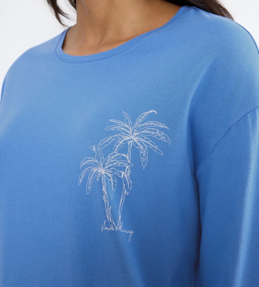 Schlafshirt mit Palmen-Stickerei