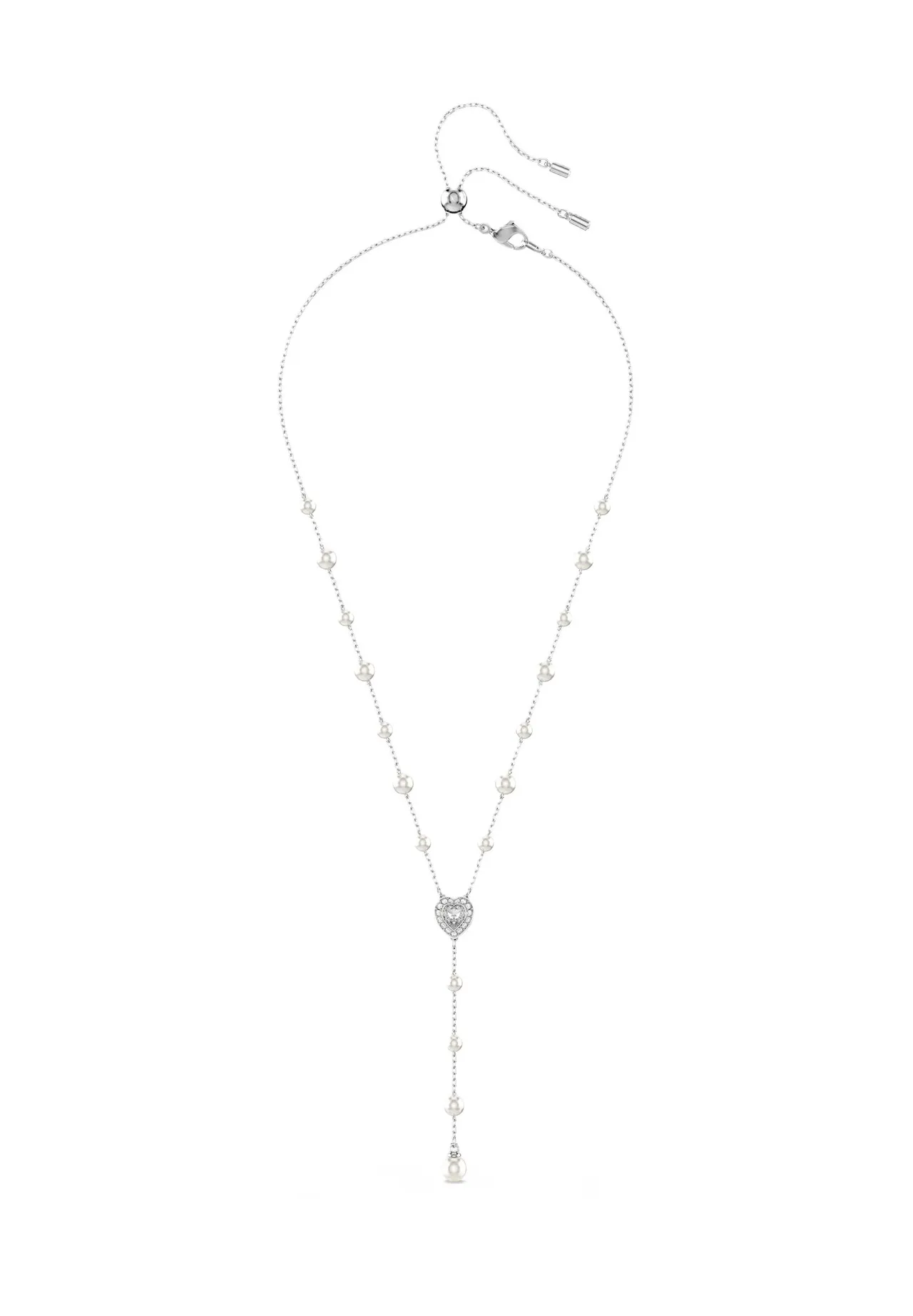 Lariat-Halskette mit Herz und Perlen