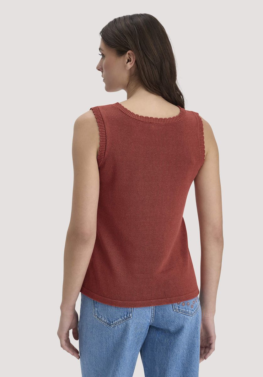 Strick-Top mit V-Ausschnitt und Muschelkante