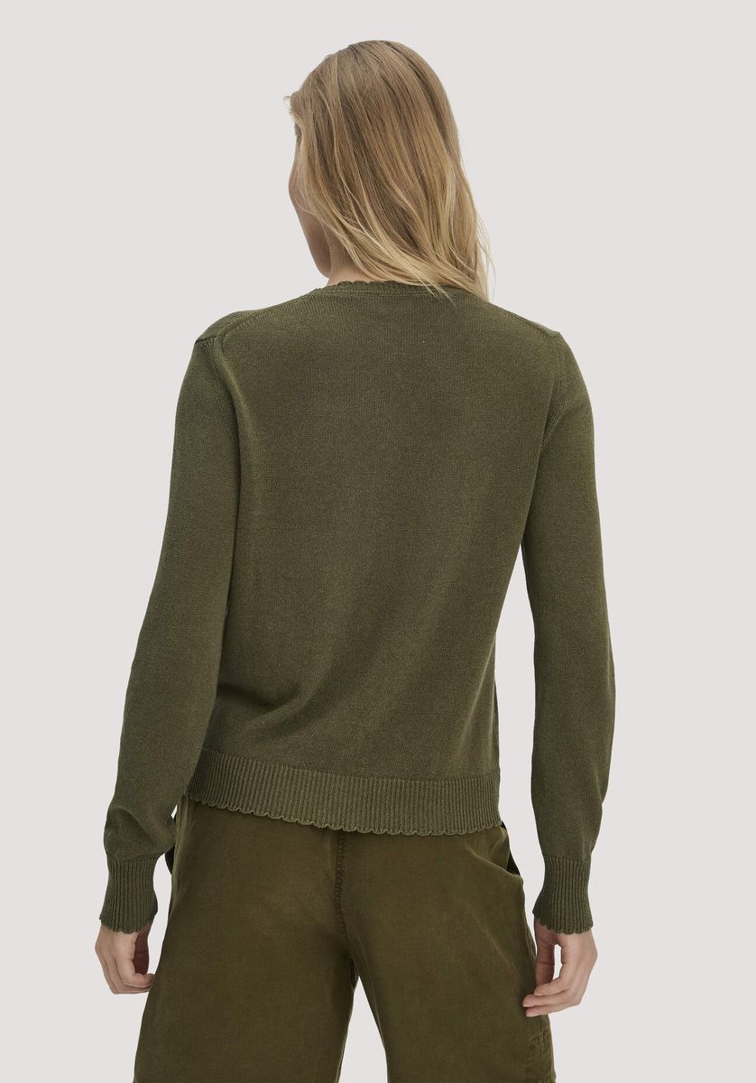 Feinstrick-Cardigan mit dekorativer Muschelkante