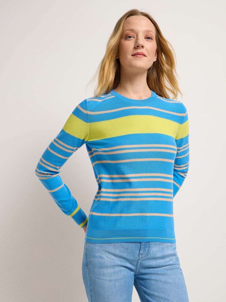 Gestreifter Pullover aus Feinstrick-Baumwolle