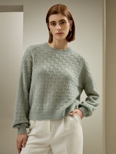 Strukturierter Seiden-Kaschmir-Mix Pullover