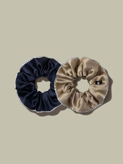 Elegantes Seidenscrunchie-Set mit Strass