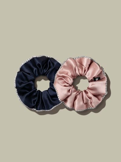 Elegantes Seidenscrunchie-Set mit Strass