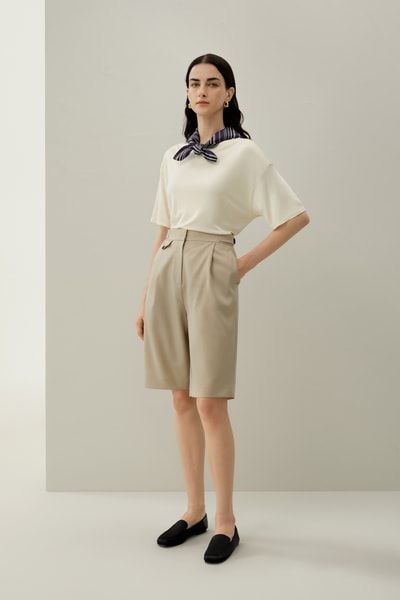 Bermuda-Shorts aus Seiden-Woll-Mischung
