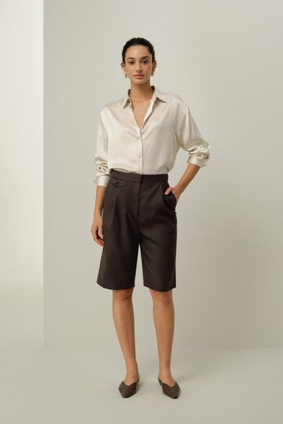 Bermuda-Shorts aus Seiden-Woll-Mischung