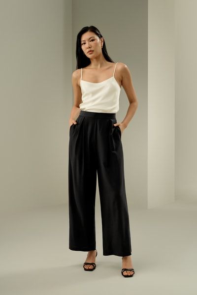 Plissierte Seidenhose mit hoher Taille