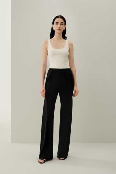 Seidenhose im Schrägschnitt mit geradem Bein