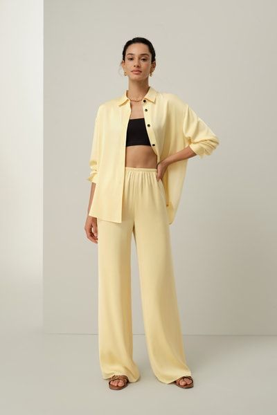 Gerade Seiden-Georgette-Hose