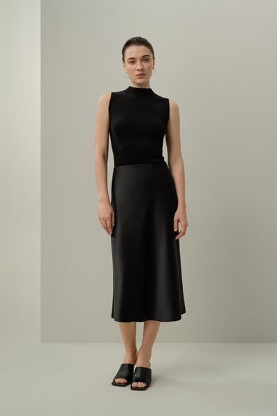 Eleganter Seidenrock in Midilänge