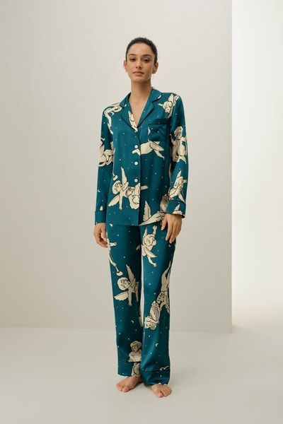 Seidenpyjama-Set mit Zwillinge-Sternzeichen