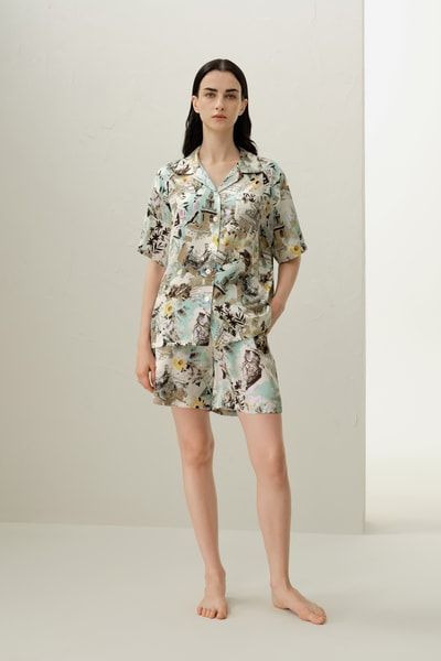 Seidenpyjama-Set mit Wassermann-Print