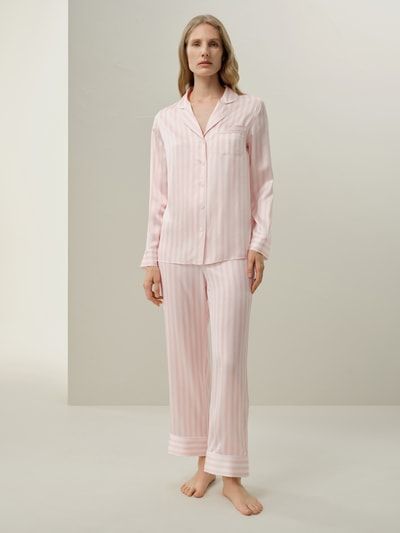 Gestreiftes Seiden-Charmeuse-Pyjama-Set