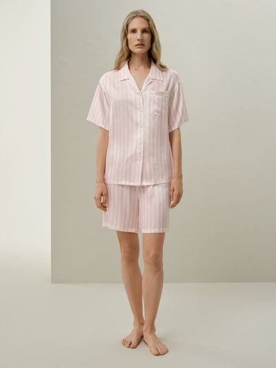 Gestreiftes Seiden-Charmeuse Short-Set