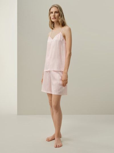 Gestreiftes Seiden-Charmeuse-Pyjama-Set