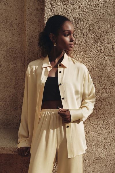 Luxuriöses Seidengeorgette Oversized-Hemd
