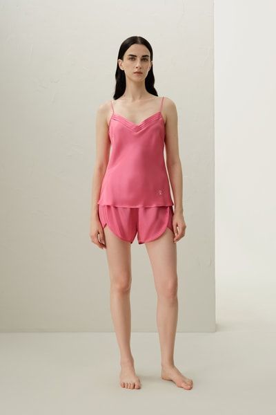 Seiden-Loungewear-Set mit Plissee-V-Ausschnitt
