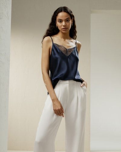 Seiden-Camisole mit Spitzendetails