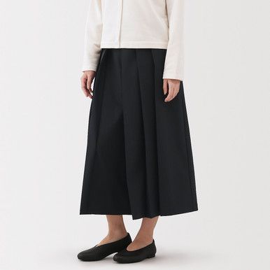 Strukturierte Hakama-Hose mit weitem Bein