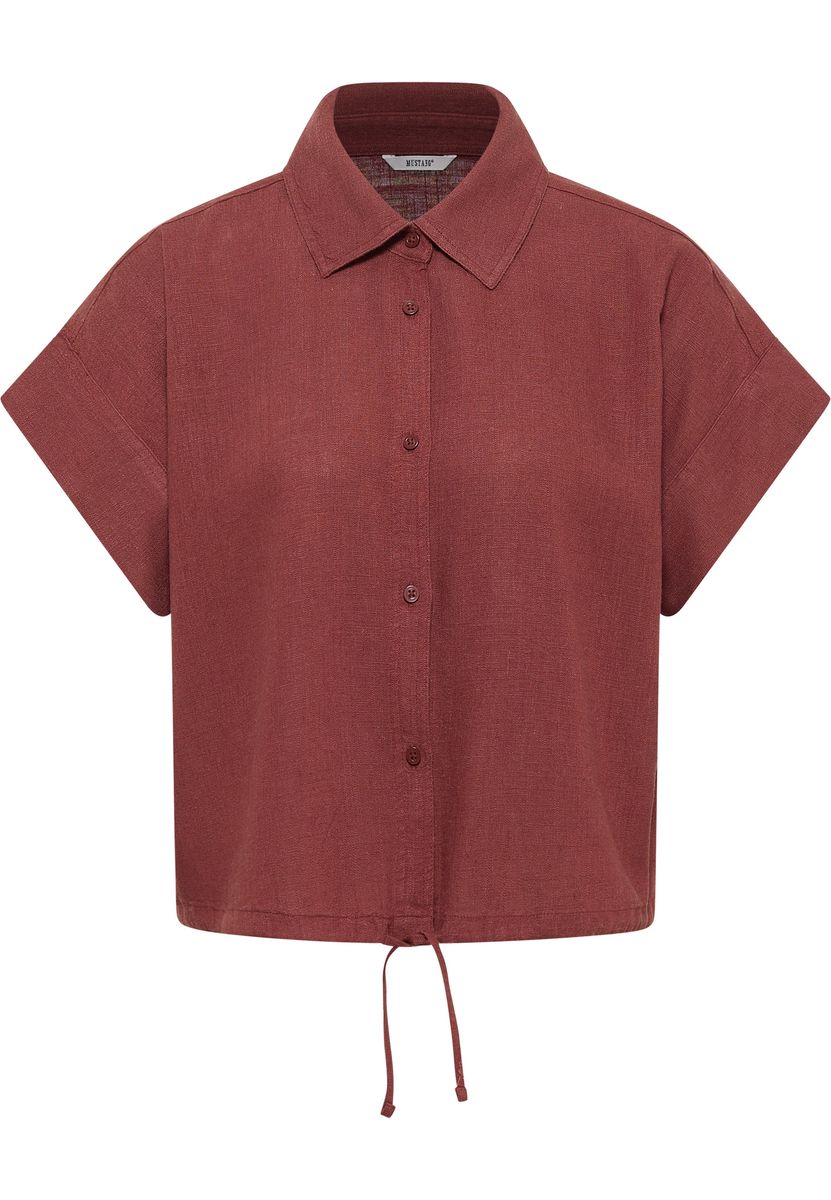 Kurzärmlige Cropped-Bluse aus Leinen-Mix