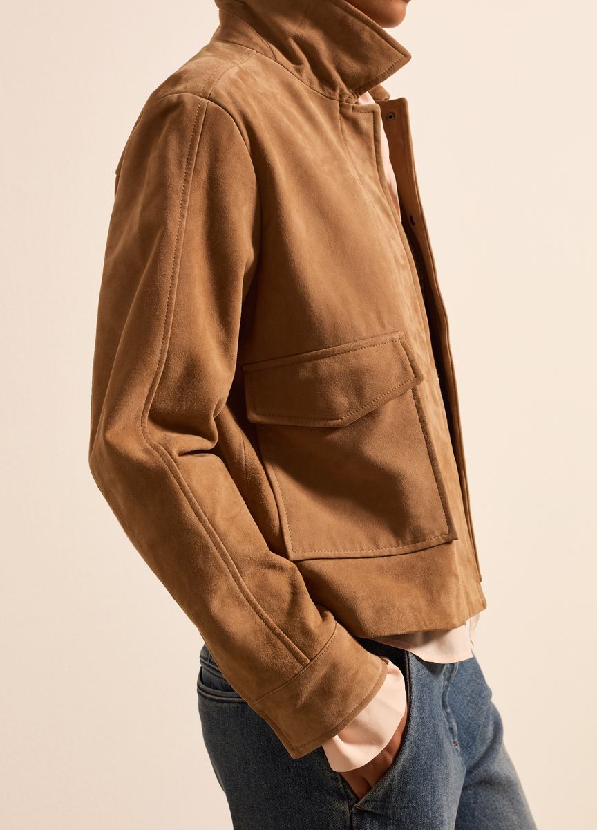 Wildleder-Utility-Jacke mit Taschen