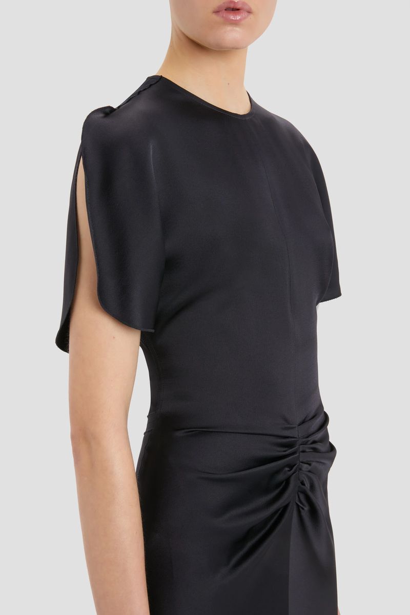 Elegantes Satin-Midikleid mit Raffung