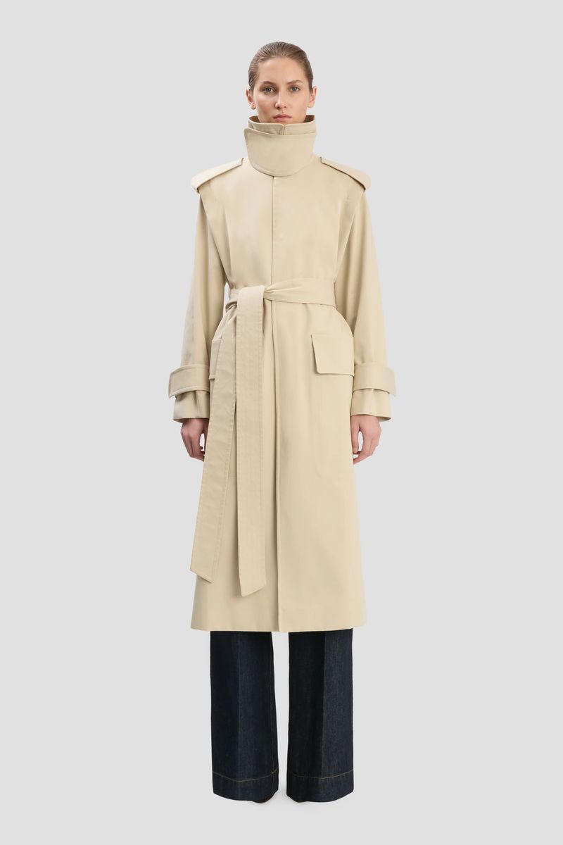 Trenchcoat mit markantem Trichterkragen