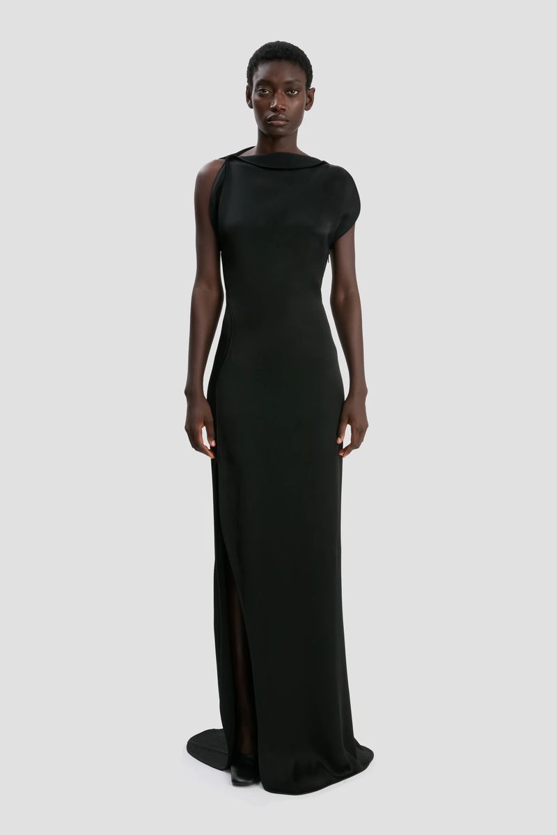 Carla Drapiertes Satin-Abendkleid