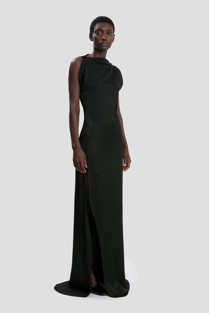 Carla Drapiertes Satin-Abendkleid