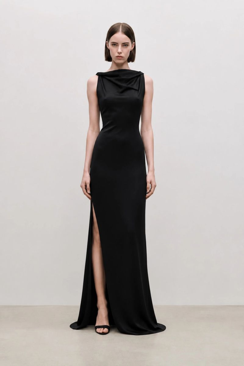 Carla Drapiertes Satin-Abendkleid