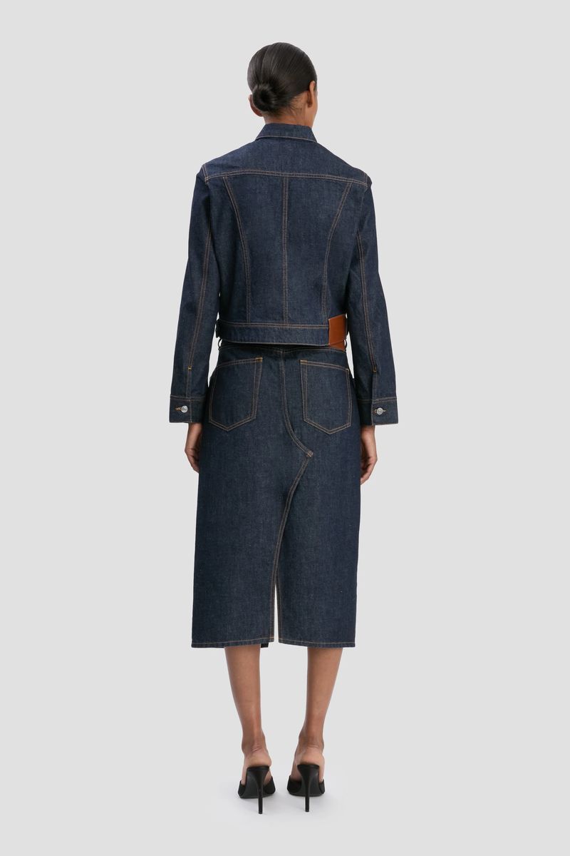 Cropped-Jeansjacke mit langen Ärmeln