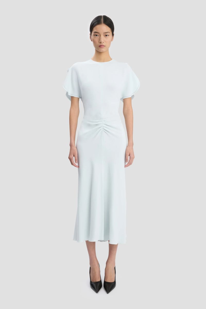 Elegantes Satin-Midikleid mit Raffung