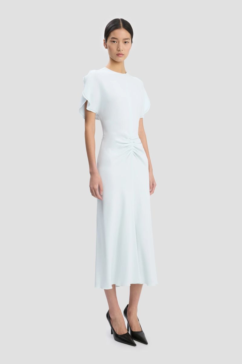 Elegantes Satin-Midikleid mit Raffung