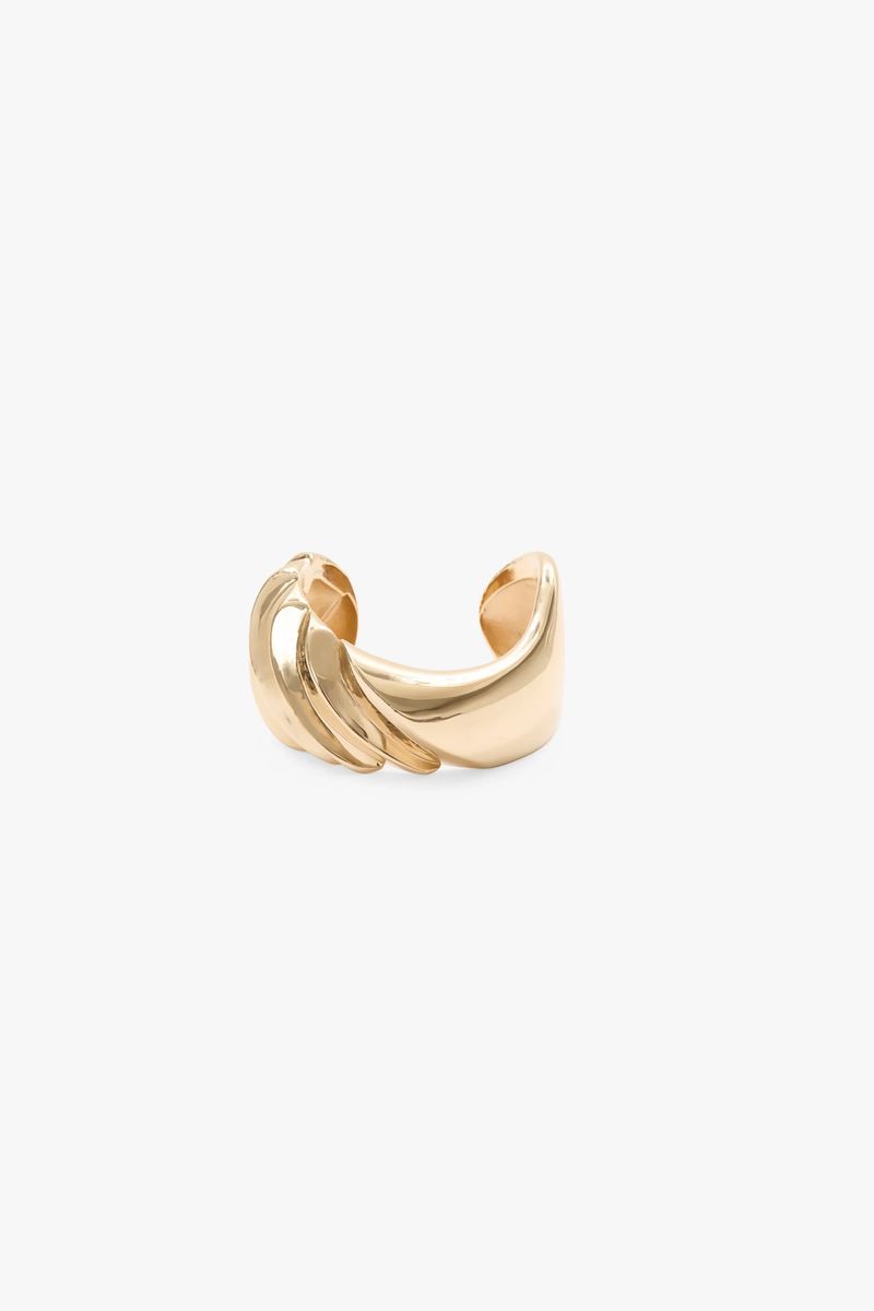 Skulpturale Gerippte Gold-Manschette