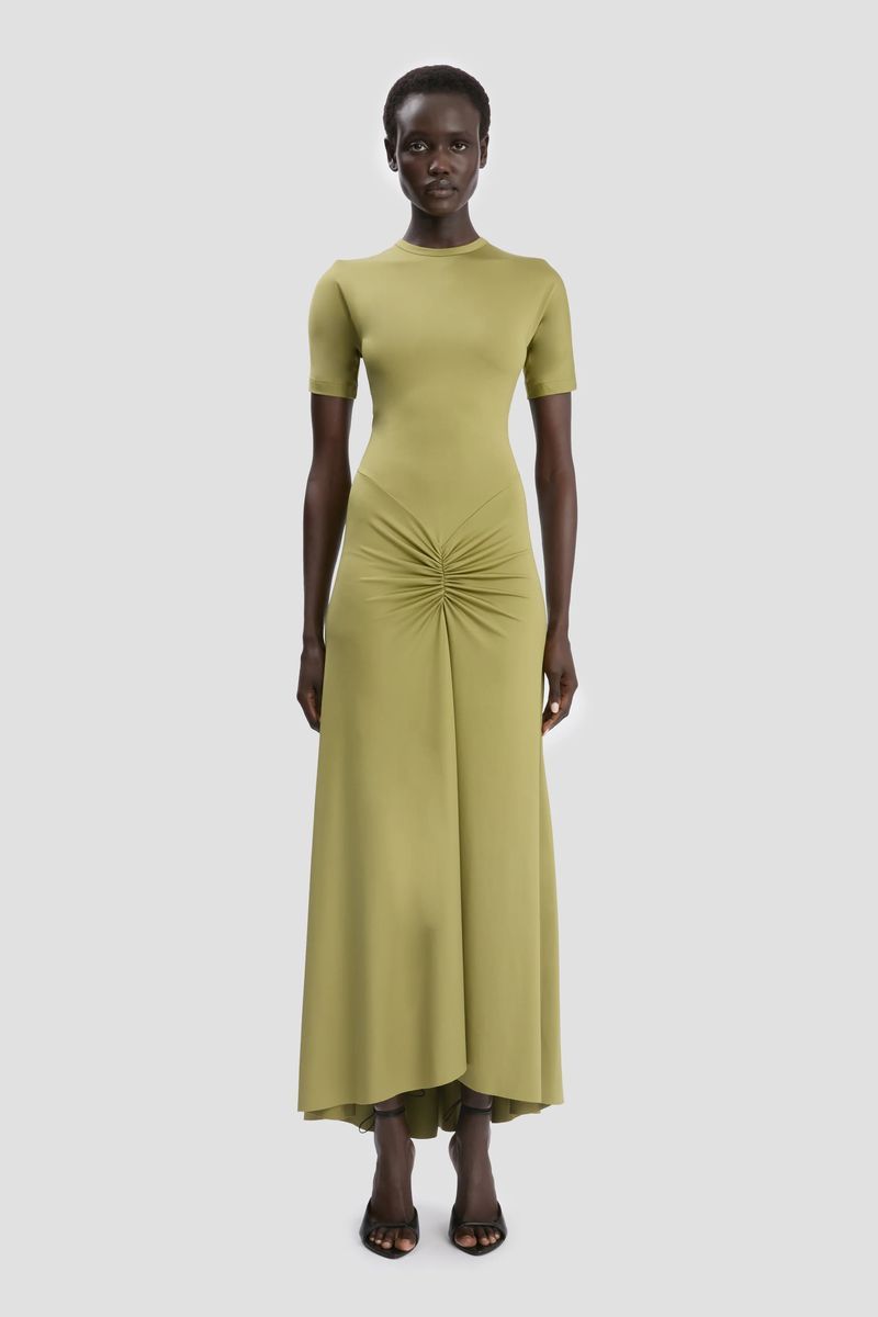 Midikleid mit Taillenraffung