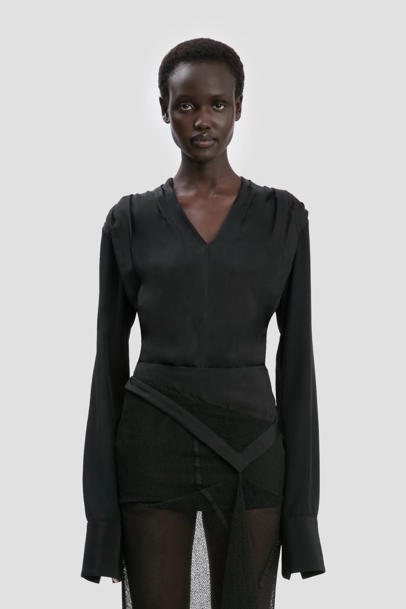 Elegante Crepe-Bluse mit V-Ausschnitt