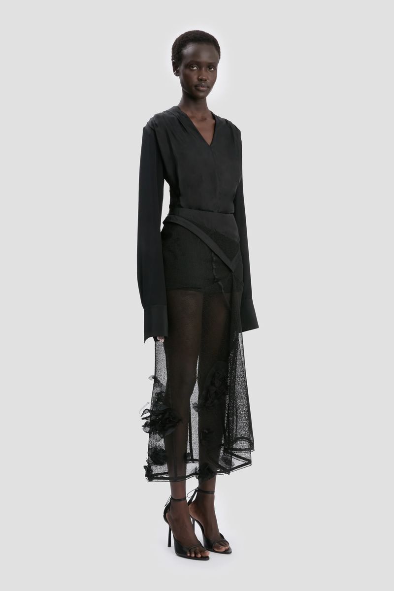 Elegante Crepe-Bluse mit V-Ausschnitt