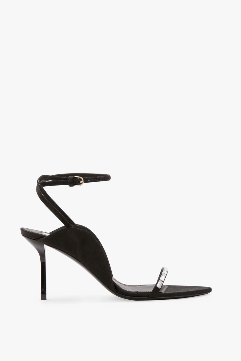 Elegante Satin-Sandalen mit Kristallverzierung