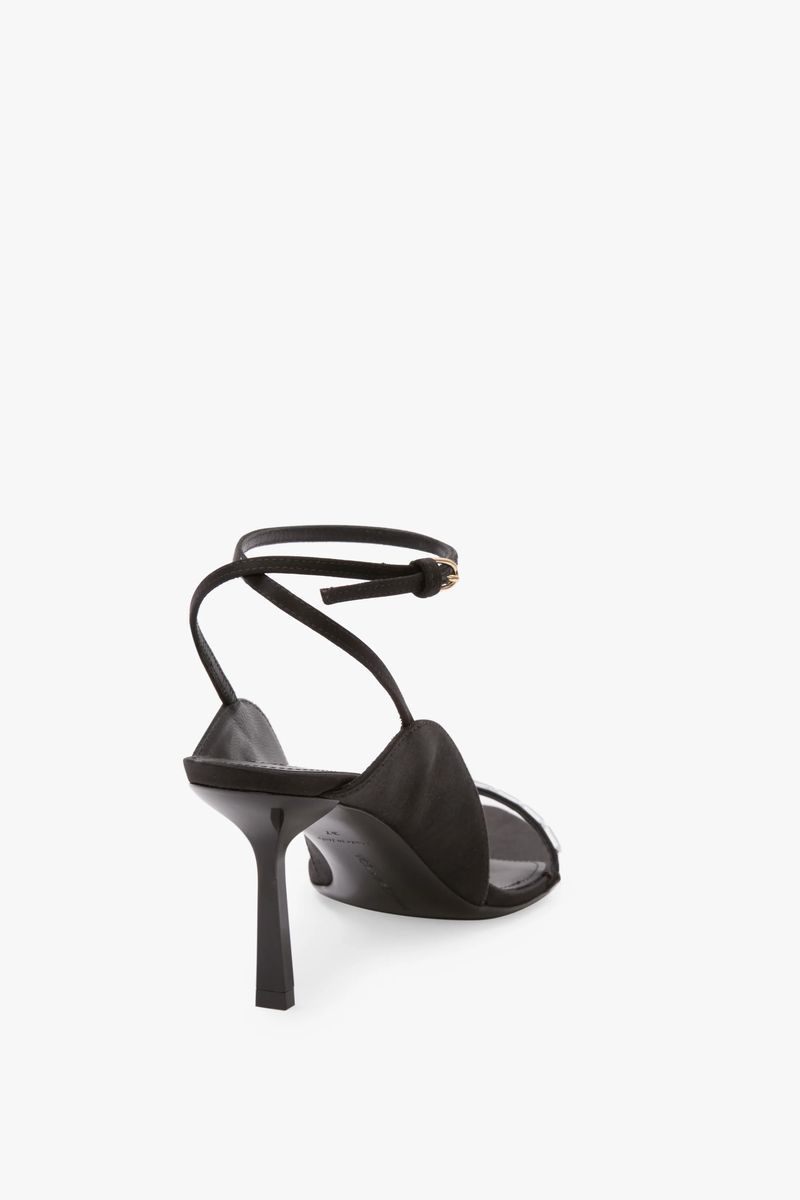 Elegante Satin-Sandalen mit Kristallverzierung