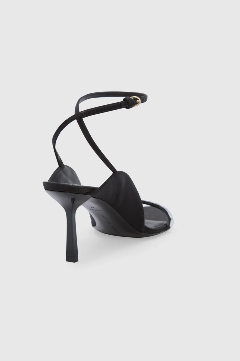 Elegante Satin-Sandalen mit Kristallverzierung