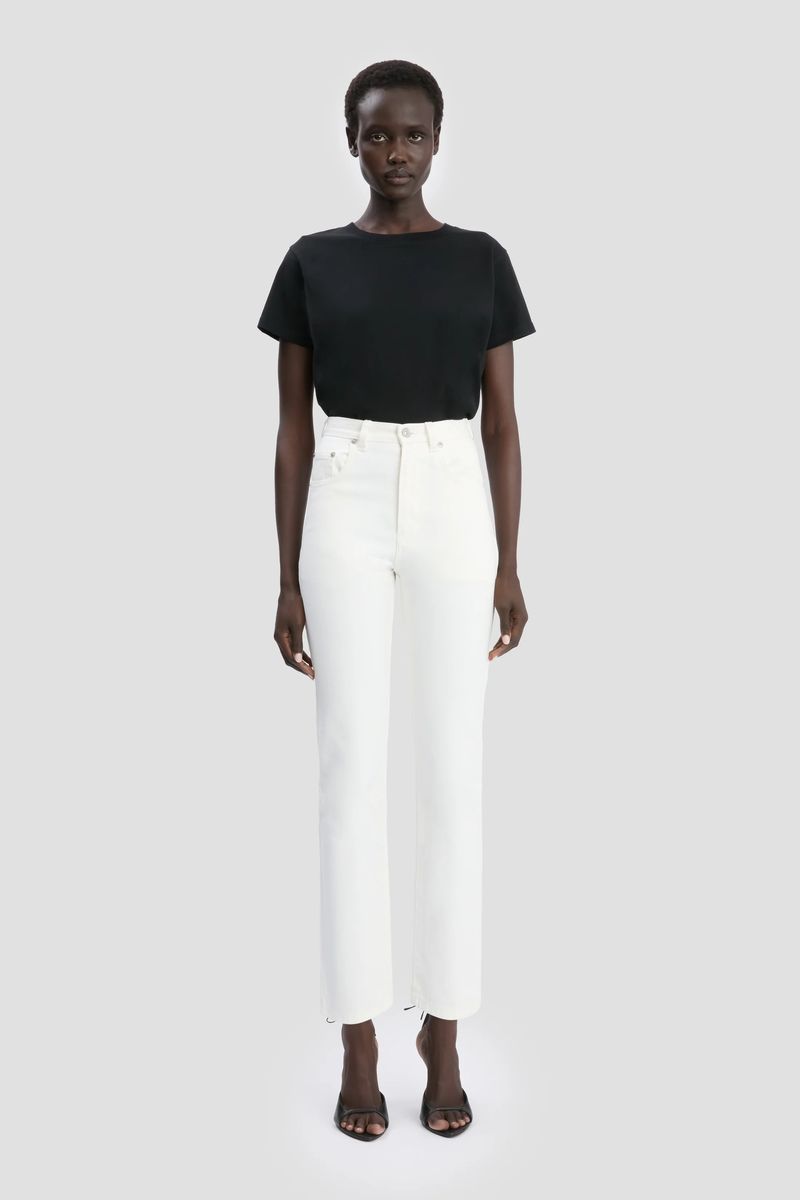 Hoch geschnittene Straight-Leg-Jeans
