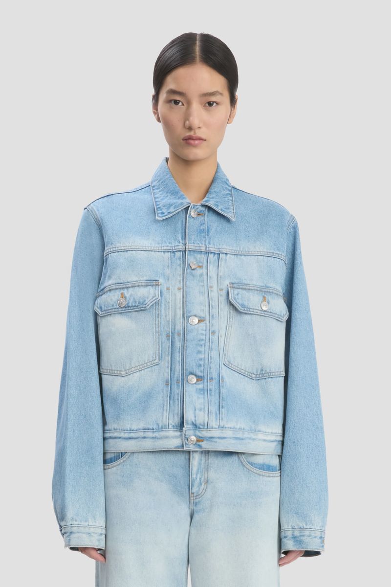 Trucker-Jacke aus Denim mit Säurewaschung