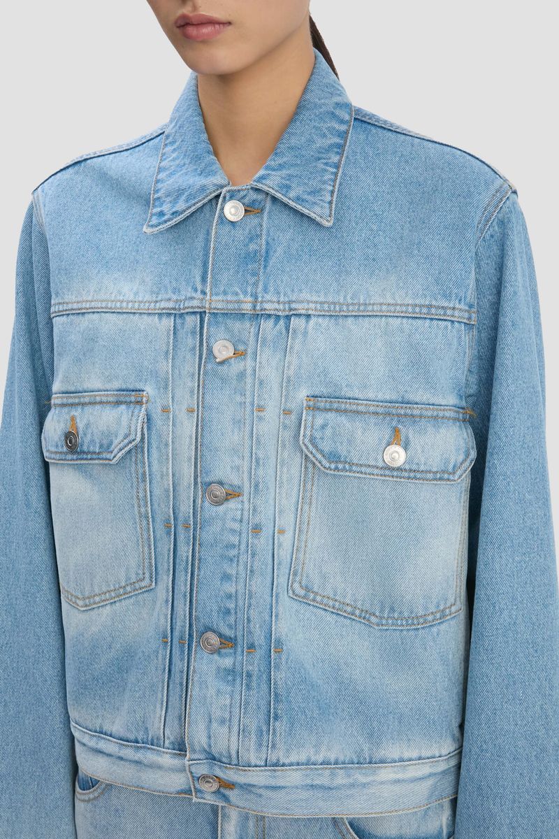 Trucker-Jacke aus Denim mit Säurewaschung