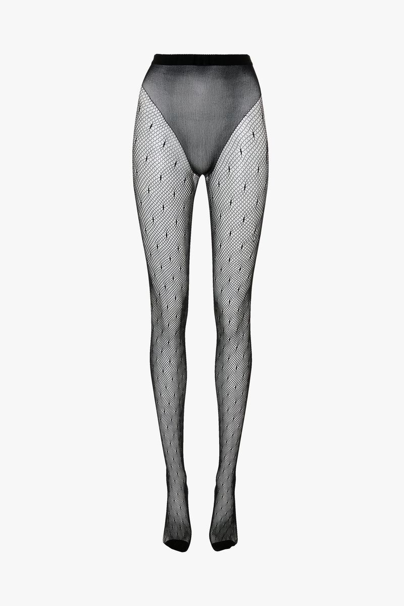 Gemusterte Netzstrumpfhose mit Culotte-Design