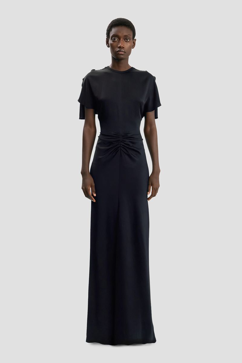 Elegantes gerafftes Satin-Abendkleid