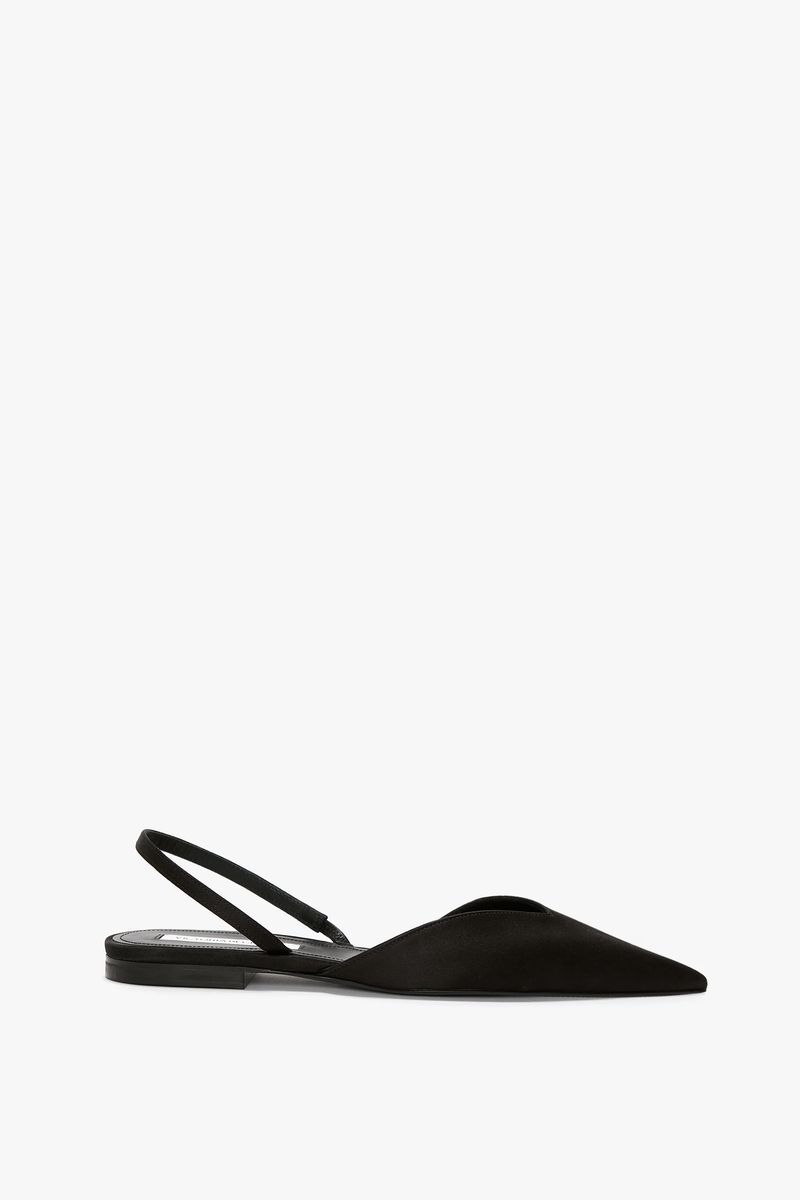 Satin-Slingback-Flats mit spitzer Kappe