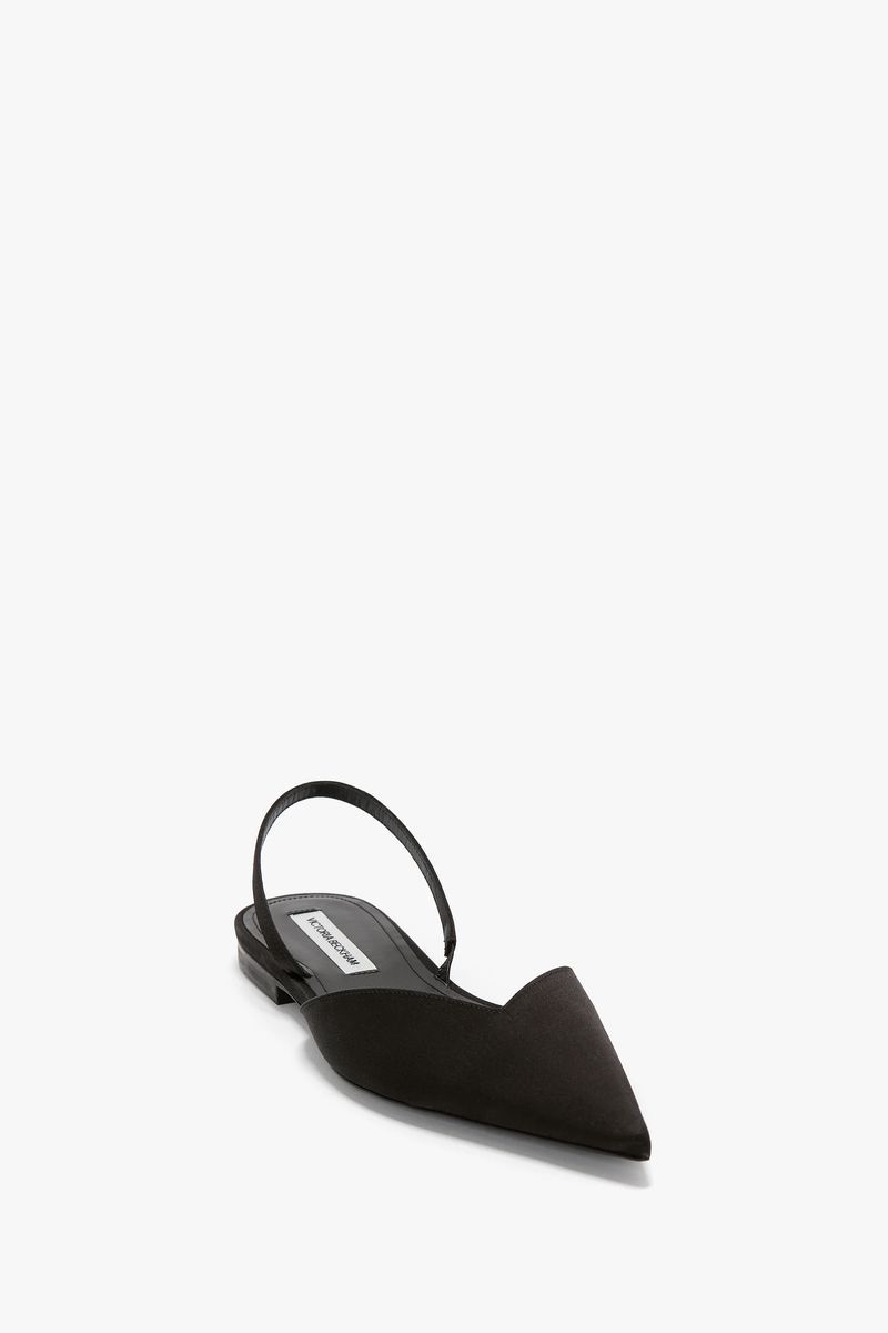 Satin-Slingback-Flats mit spitzer Kappe